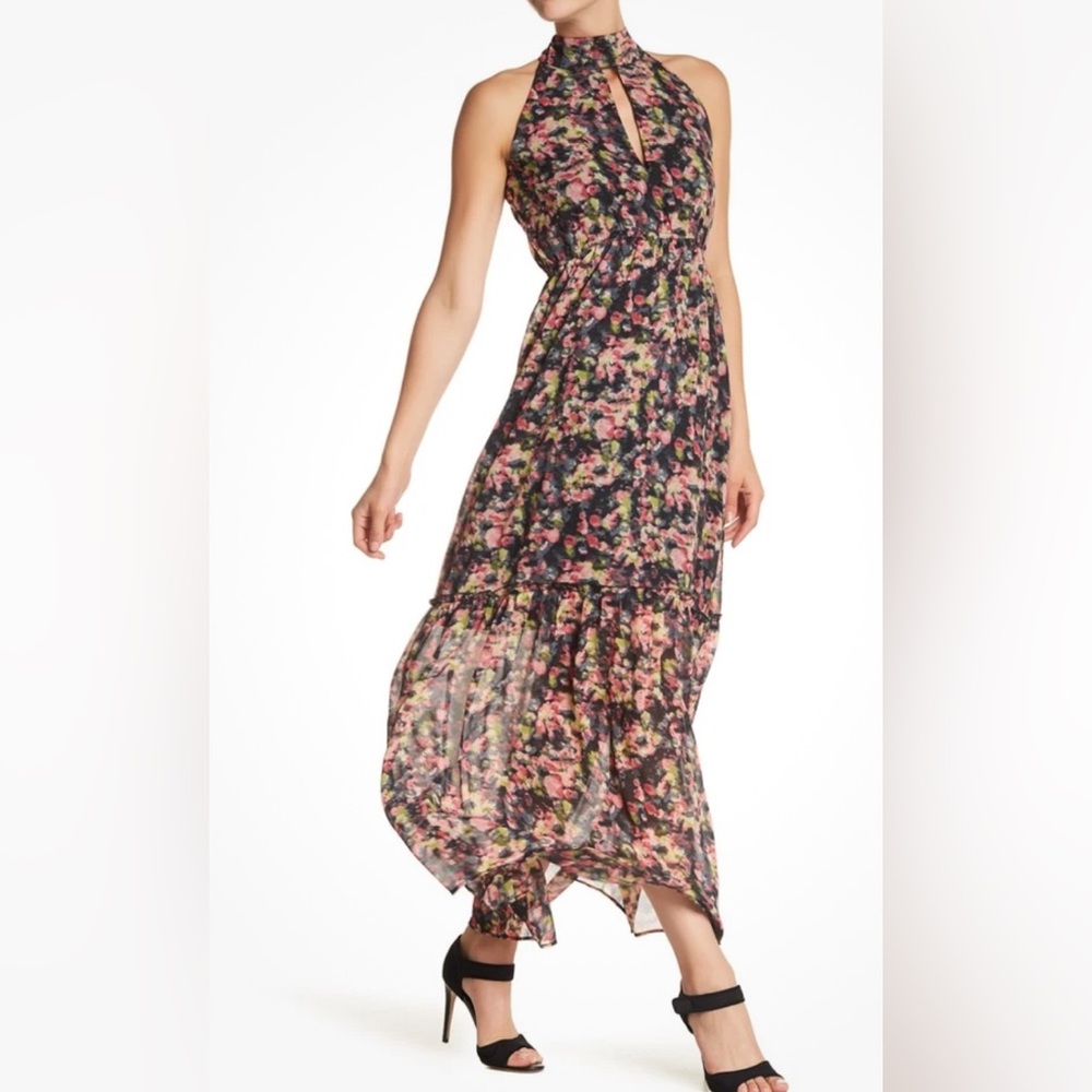 Floral Boho high collar sleeveless Dress - Multicolor